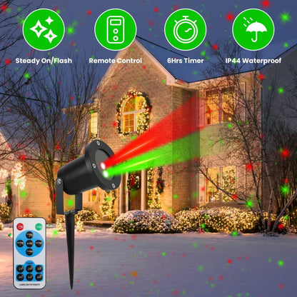 Outdoor Laser Projector Light, Red and Green Christmas Projection