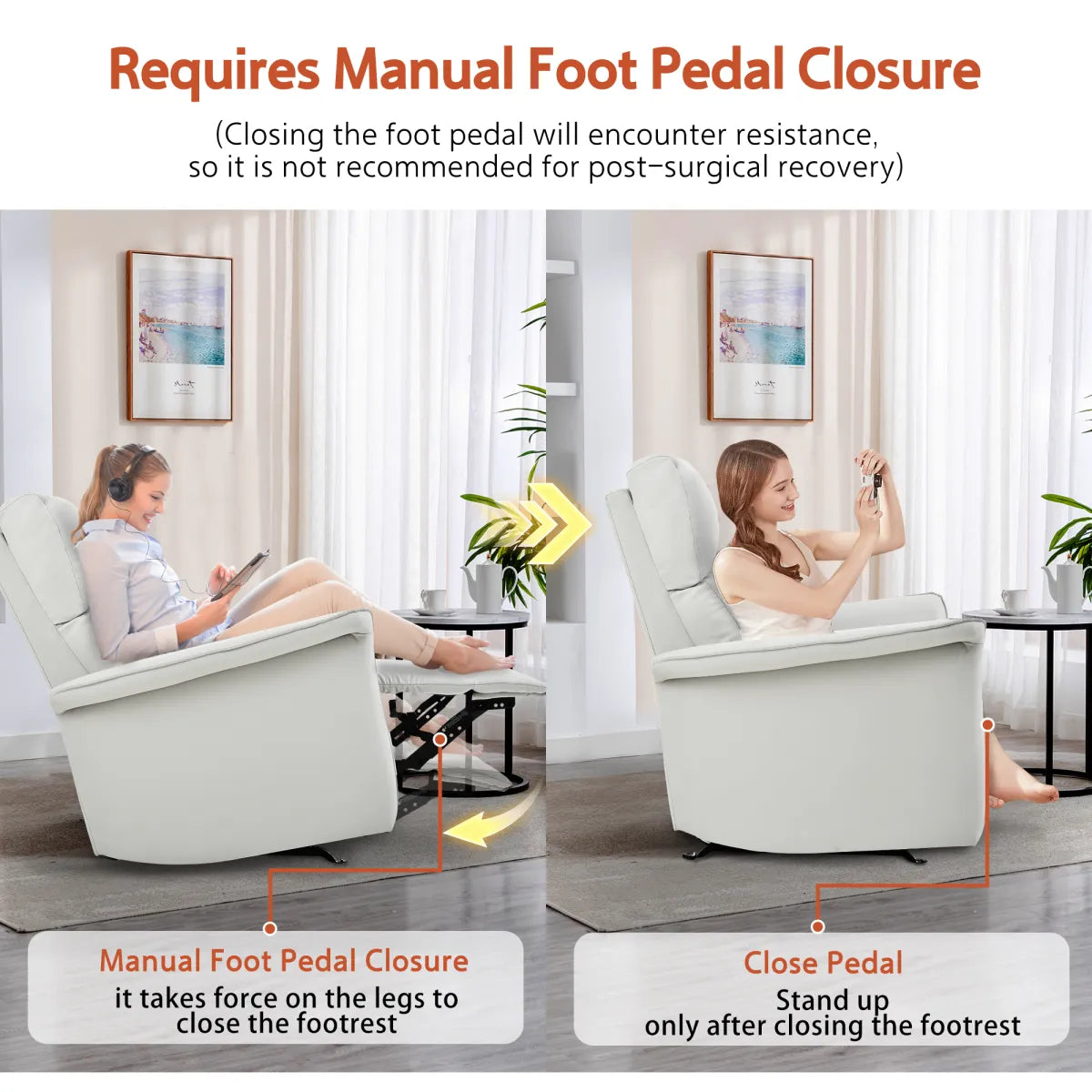 Leather Manual Rocker Recliner Chair – view 2