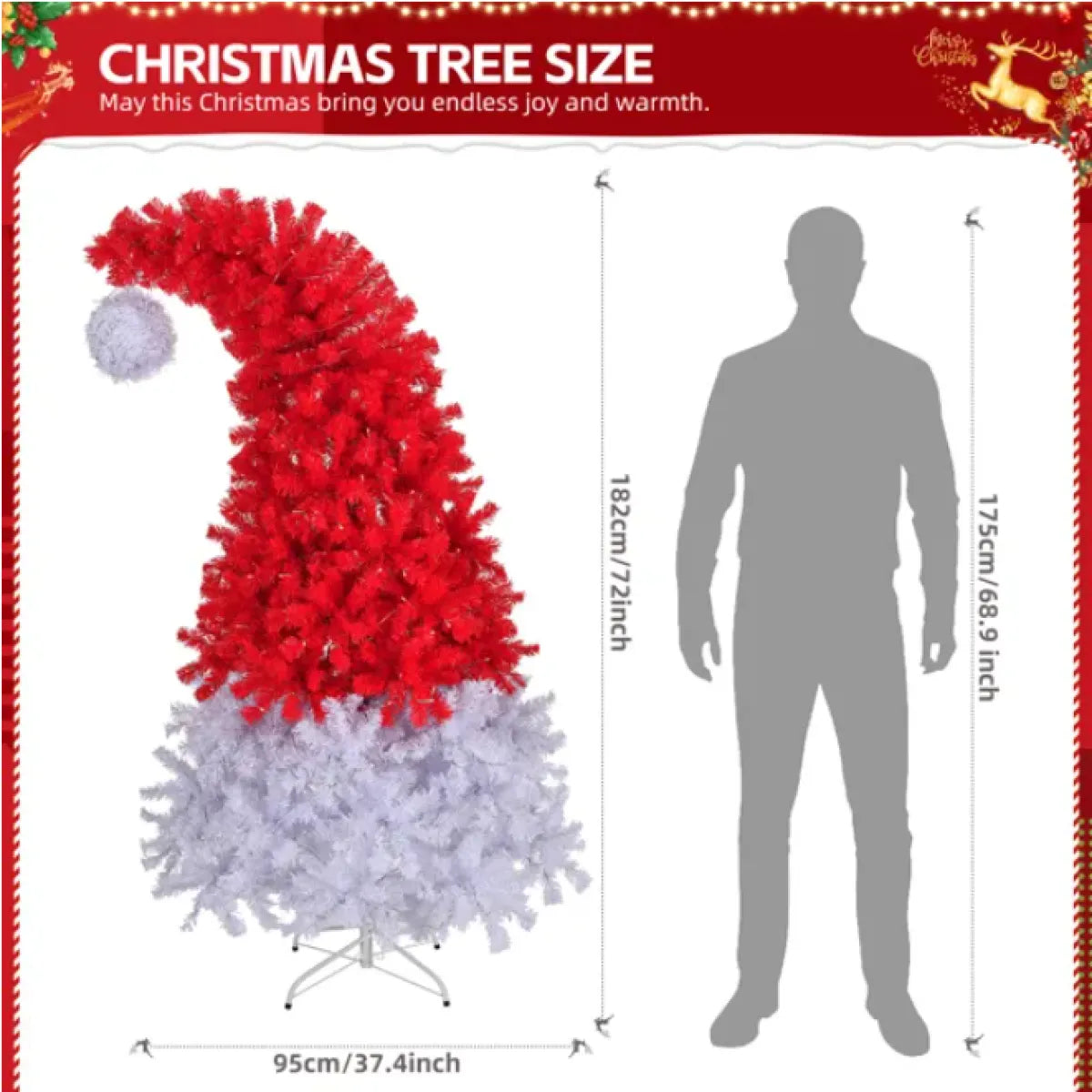 6 Ft Santa Hat Style Pre-Lit Artificial Christmas Tree