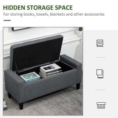Linen Storage Ottoman Bench with Tufted Design – Upholstered Entryway and Bedroom Bench