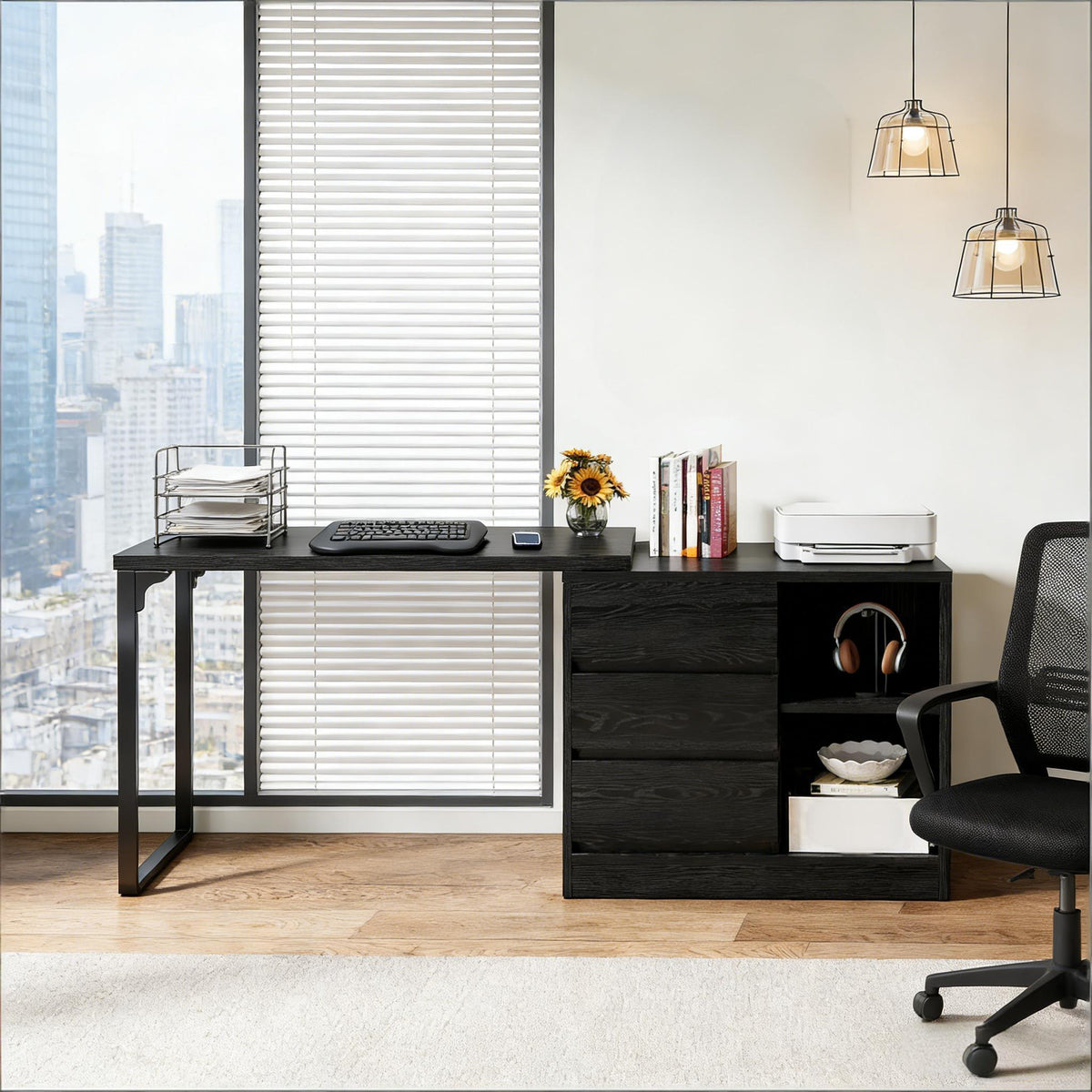 Reversible L-shaped corner desk