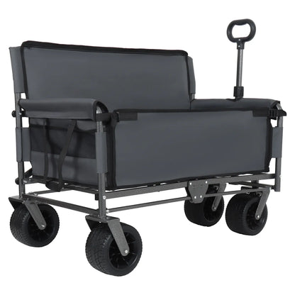 3-in-1 Convertible Folding Wagon Cart – Bench Seat & Storage, 500 lb Capacity