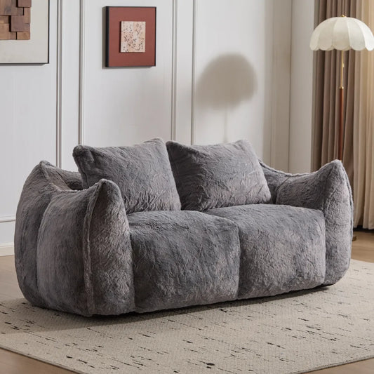Giant Fluffy Bean Bag Couch – Oversized Loveseat Lounger for Adults
