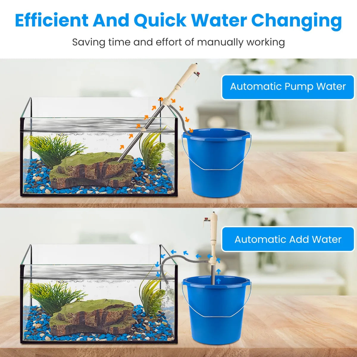 Electric Aquarium Gravel Cleaner Kit – Adjustable Automatic Fish Tank Vacuum