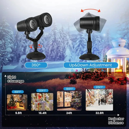 Dual-Head Christmas Snowflake Projector Stake Light