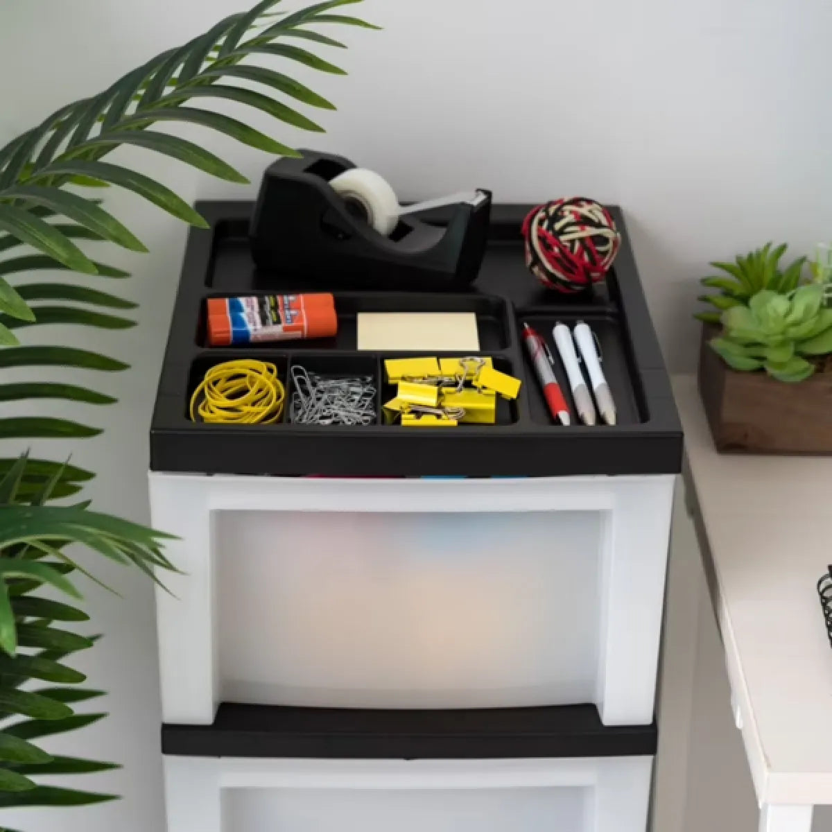 4-Drawer Narrow Rolling Storage Cart with Organizer Top, Black