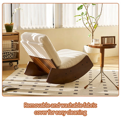 Comfortable Glider Rocking Chair – Corduroy Upholstery, Solid Wood Frame, White – view 9