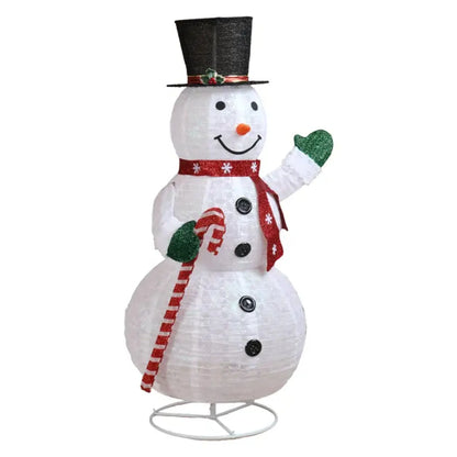 5.7 Ft Pre-Lit Snowman Holding Candy Cane Christmas Yard Decoration