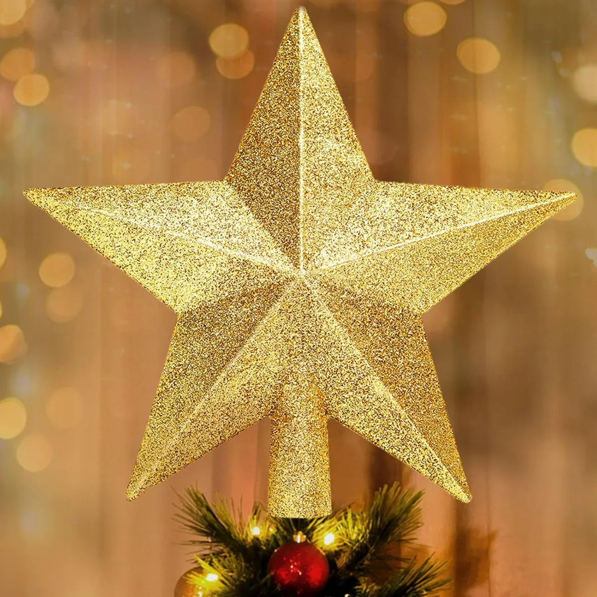 Gold Shatterproof Christmas Star Tree Topper