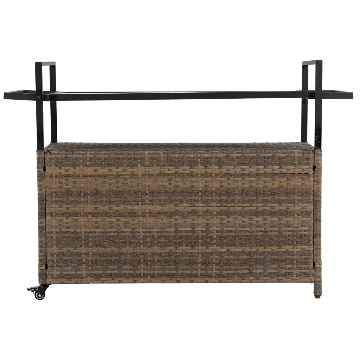 Outdoor Wicker Rolling Bar Cart with Glass Top – view 5
