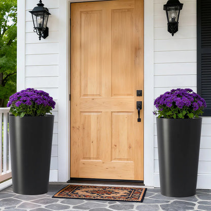 Set of 2 Tall Square Planters, Matte Black