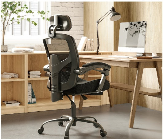 Reclining ergonomic office chair with footrest