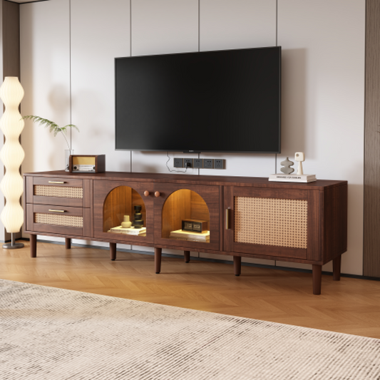 Rattan-Inspired TV Stand