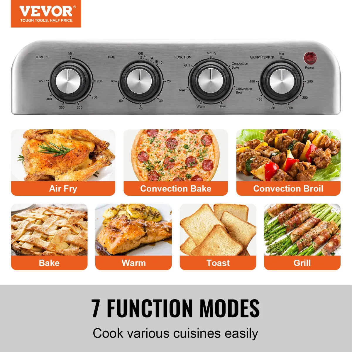 7-in-1 Stainless Steel Air Fryer Toaster Oven – 18L Convection