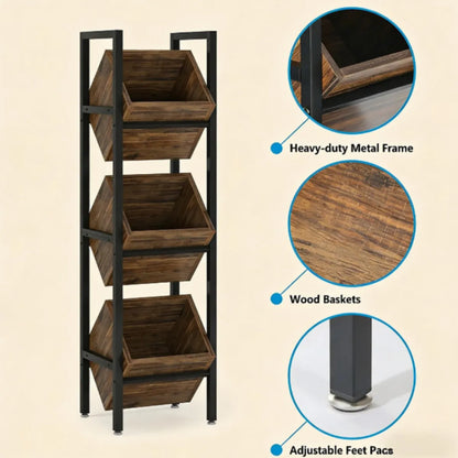 Industrial Wine Rack Cabinet – 36-Bottle Freestanding Storage, Rustic Brown – view 4