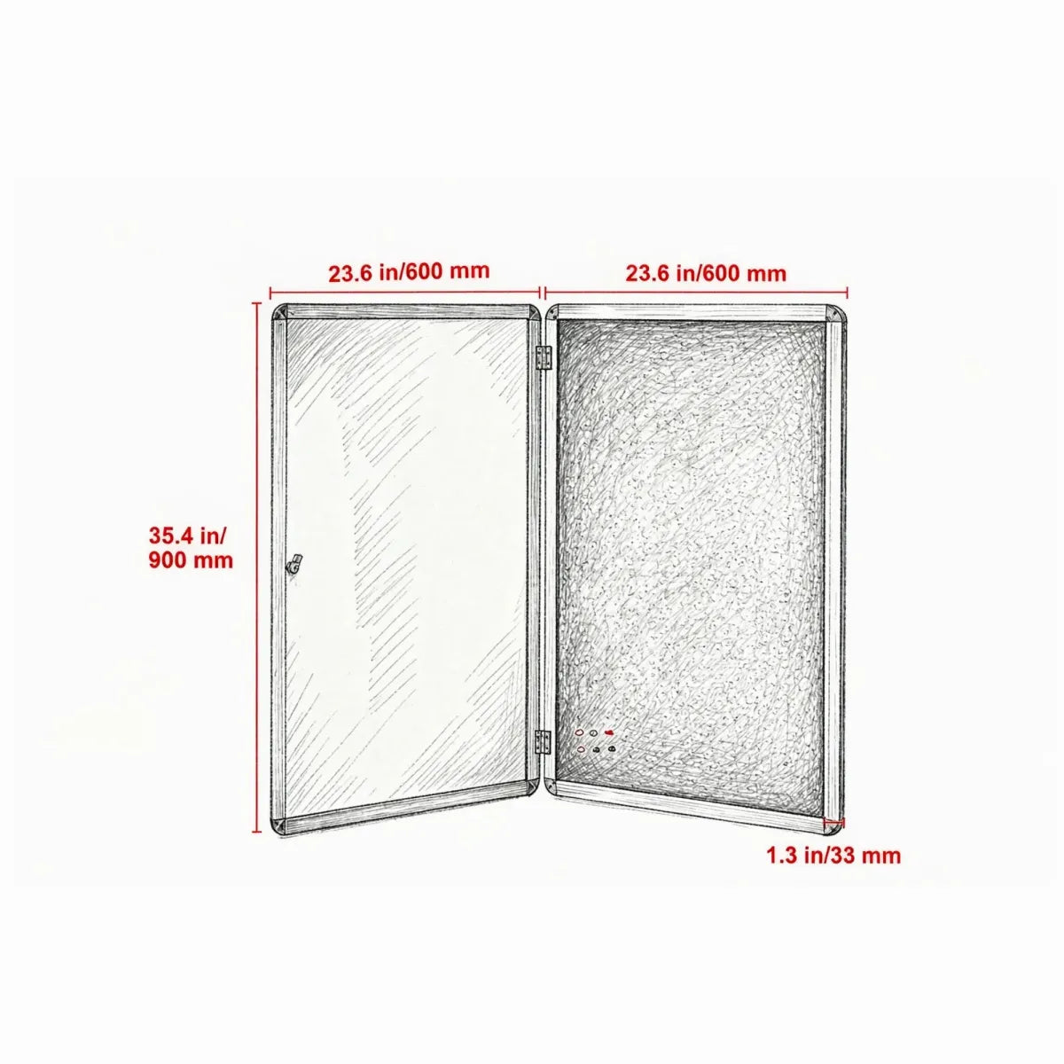 Enclosed Cork Bulletin Board with Lockable Acrylic Door and Aluminum Frame