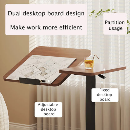 Overbed Rolling Laptop Desk – Tilting Adjustable Height Table