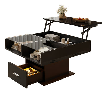 Lift-Top LED Coffee Table, Black