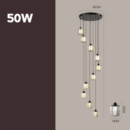 Disc-style glass chandelier, black