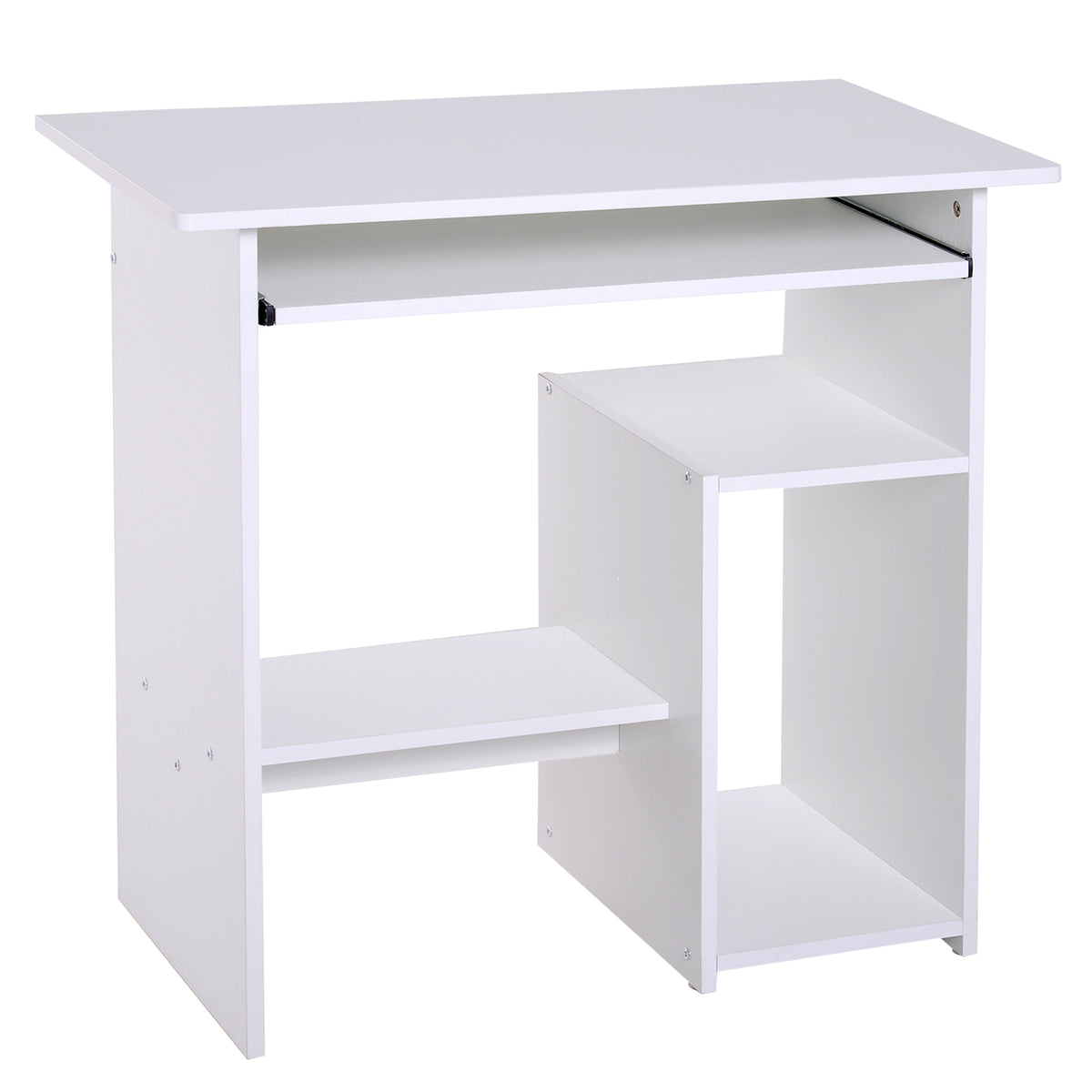 Compact computer desk with keyboard tray