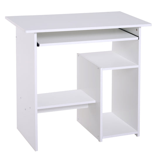 Compact computer desk with keyboard tray