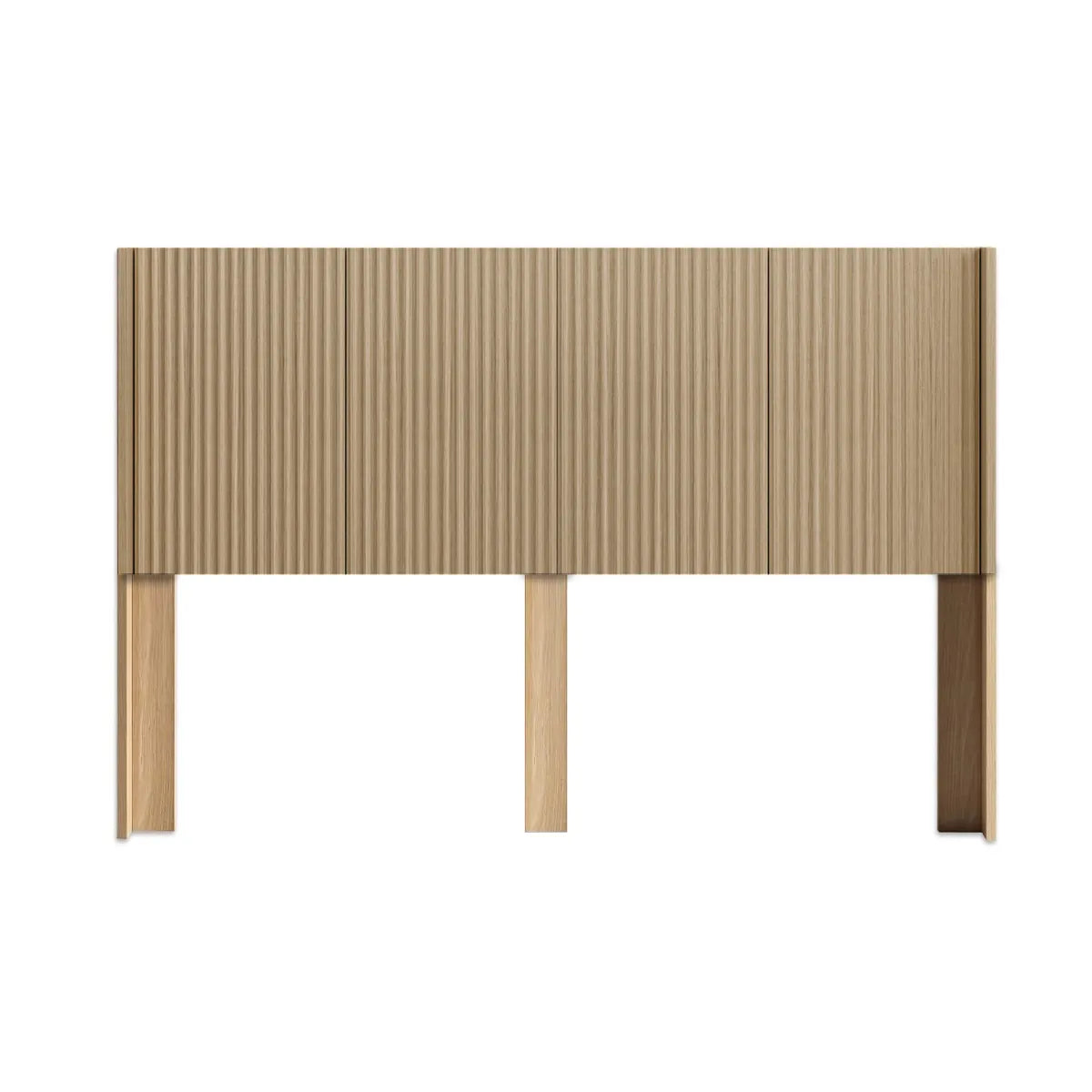 Fluted Panel Wood Headboard, Natural Oak