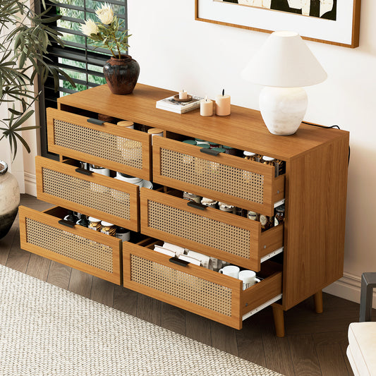 6-drawer retro dresser, walnut