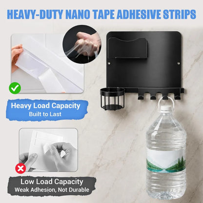 No-Drill Floating Metal Bedside Wall Shelf and Organizer