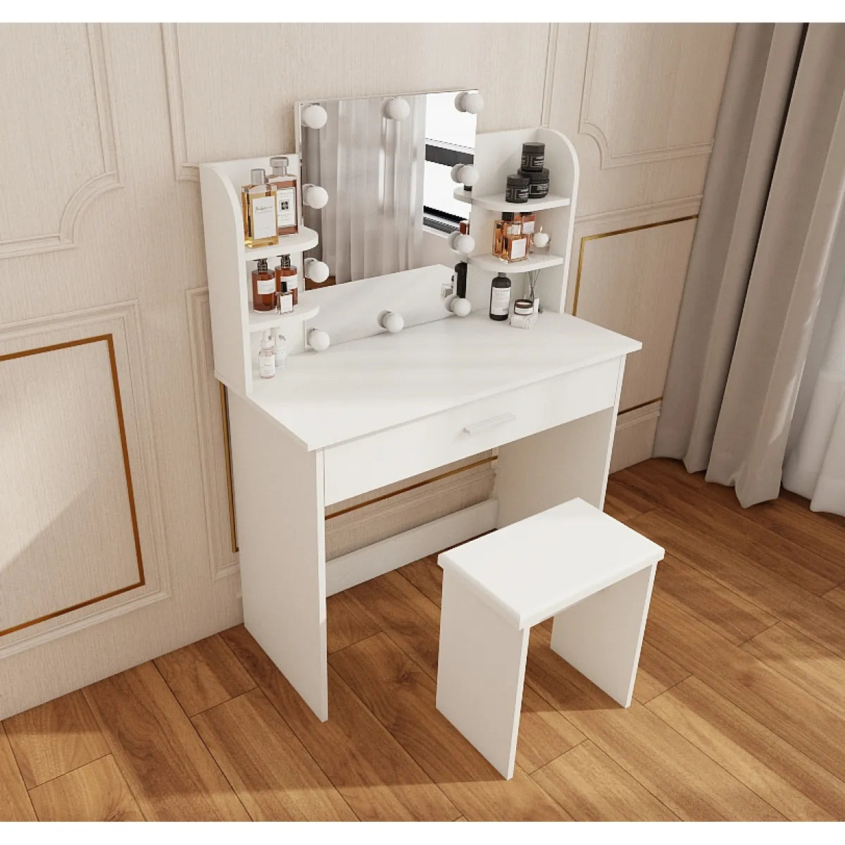 Vanity Table with Adjustable Mirror & Stool