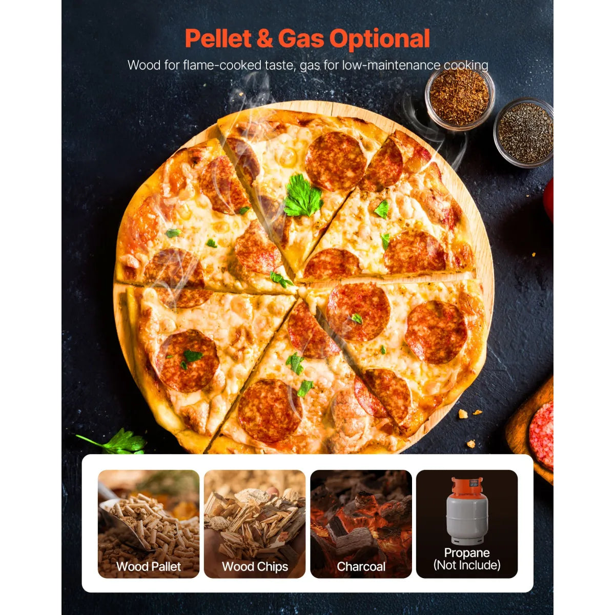 12" Portable Pellet/Gas Pizza Oven – Outdoor Camping & Backyard Oven