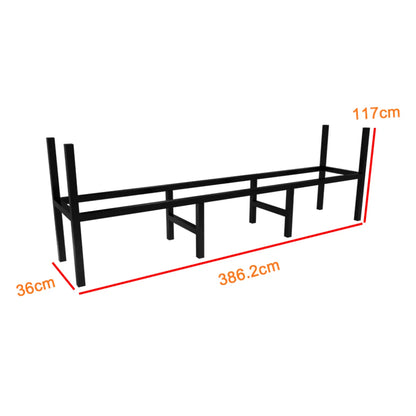 Outdoor Firewood Rack with Waterproof Cover, Heavy Duty Log Storage, Black