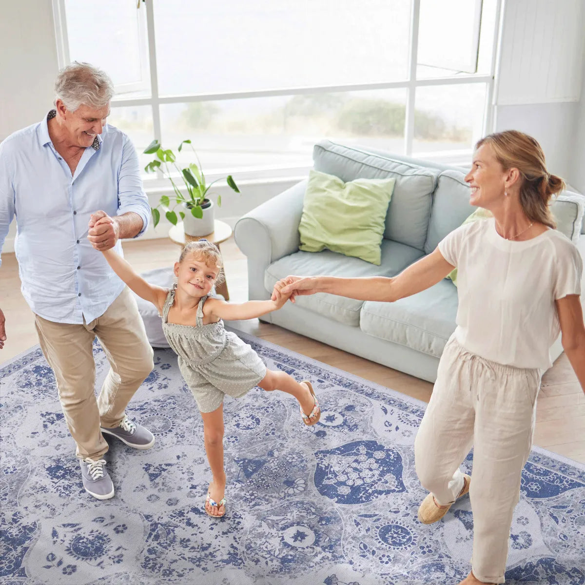 Washable Area Rug, Blue