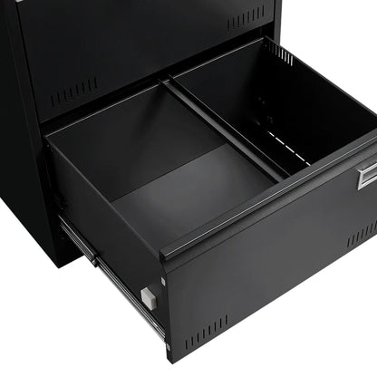 Lateral 3-Drawer Metal File Cabinet, Black – Locking Office Storage