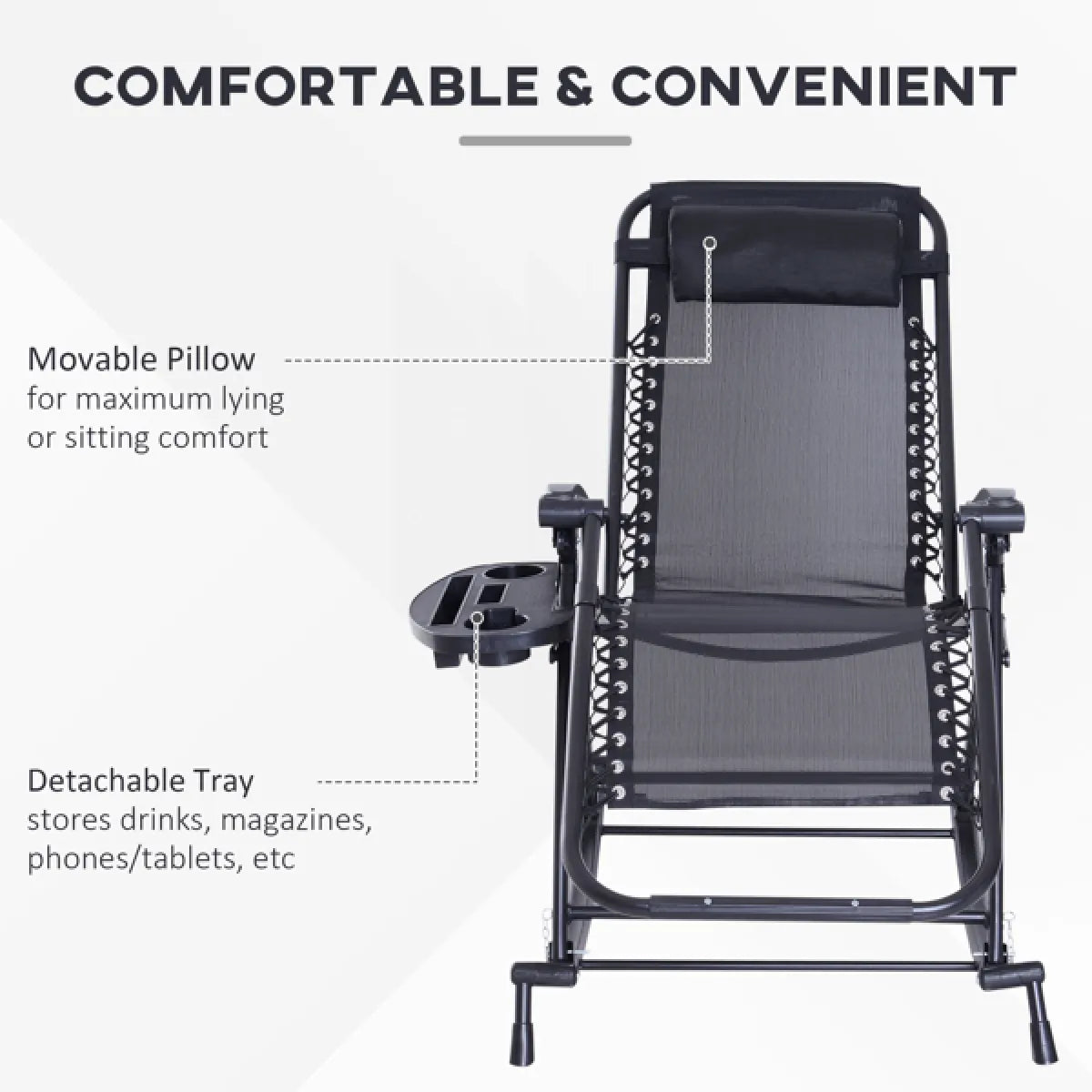 Zero-Gravity Folding Recliner Lounge Chair, Black