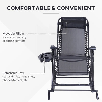 Zero-Gravity Folding Recliner Lounge Chair, Black