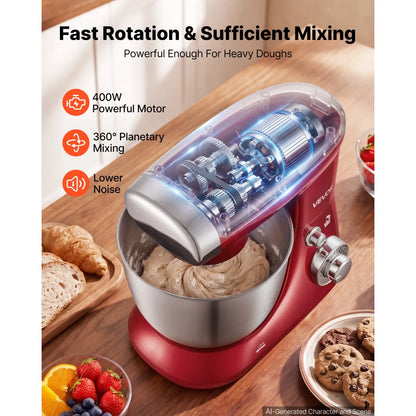 4.2 Qt Tilt-Head Stand Mixer – 400W, 6-Speed with Stainless Steel Bowl
