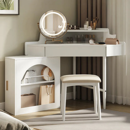 Corner Makeup Vanity Desk with LED Mirror – view 2
