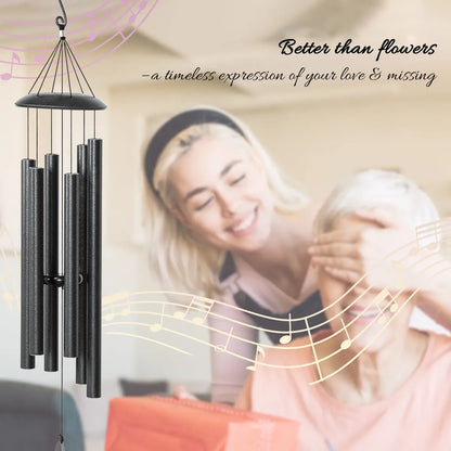 45" Deep Tone Wind Chimes with 6 Aluminum Tubes, Dark Grey