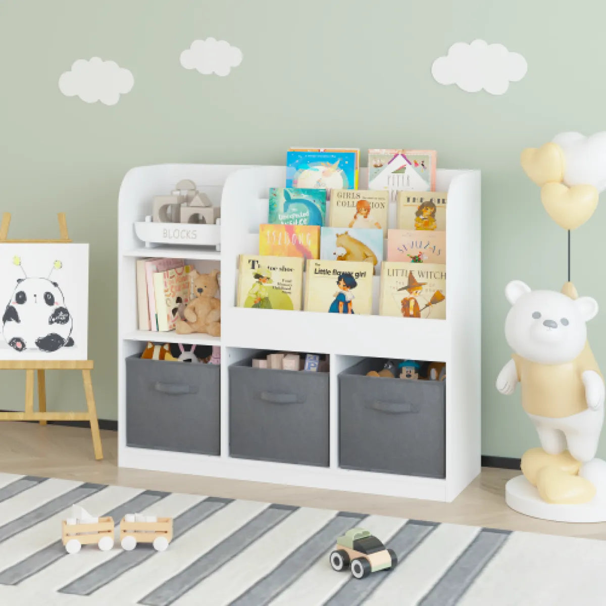 Kids Bookcase, White & Gray – view 4