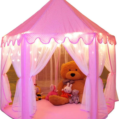 Kids Princess Castle Play Tent – Large Playhouse with Star Lights