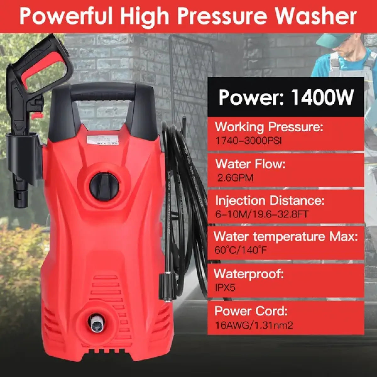 3000 PSI 2.6 GPM Electric Pressure Washer