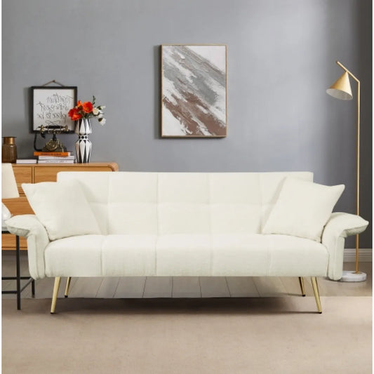 70" Futon Sofa Bed, Convertible Sofa with Folding Armrests