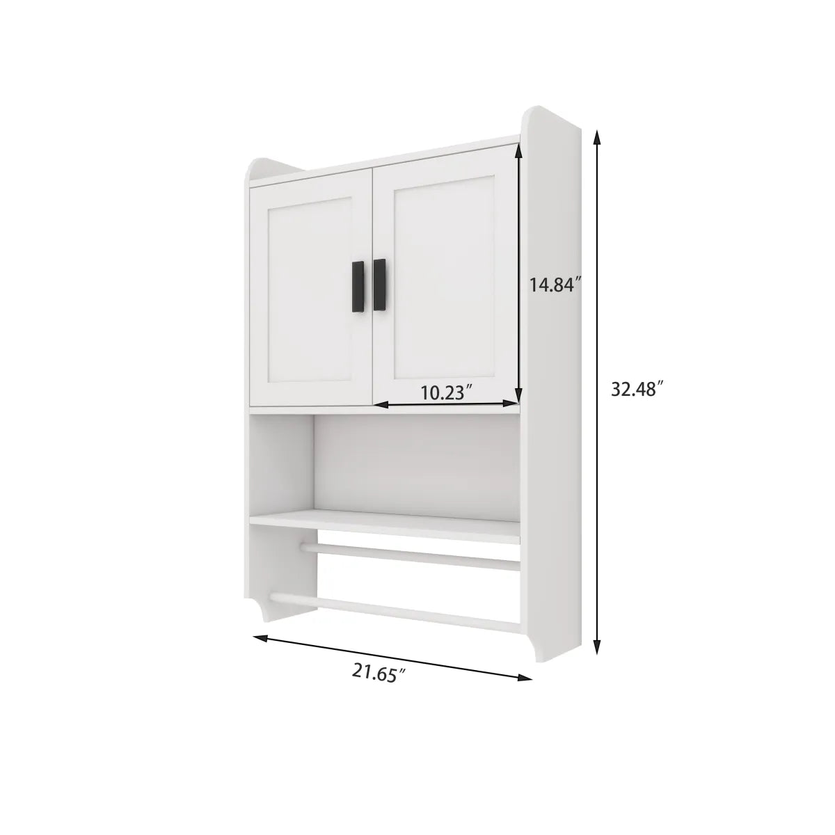 Bathroom Wall Cabinet with Adjustable Shelf, Towel Bar and Paper Holder, White
