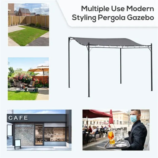 Outdoor Steel Frame Gazebo with Soft-Top Canopy