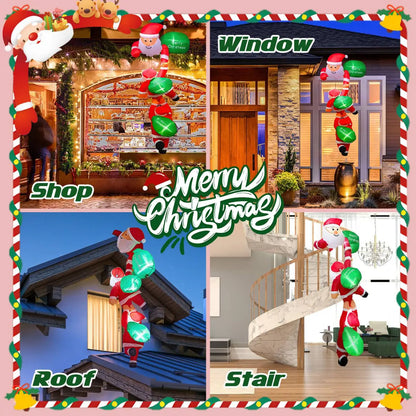 Climbing Inflatable Santa Claus with Lights, 8 Ft Outdoor Christmas Blow-Up Decoration
