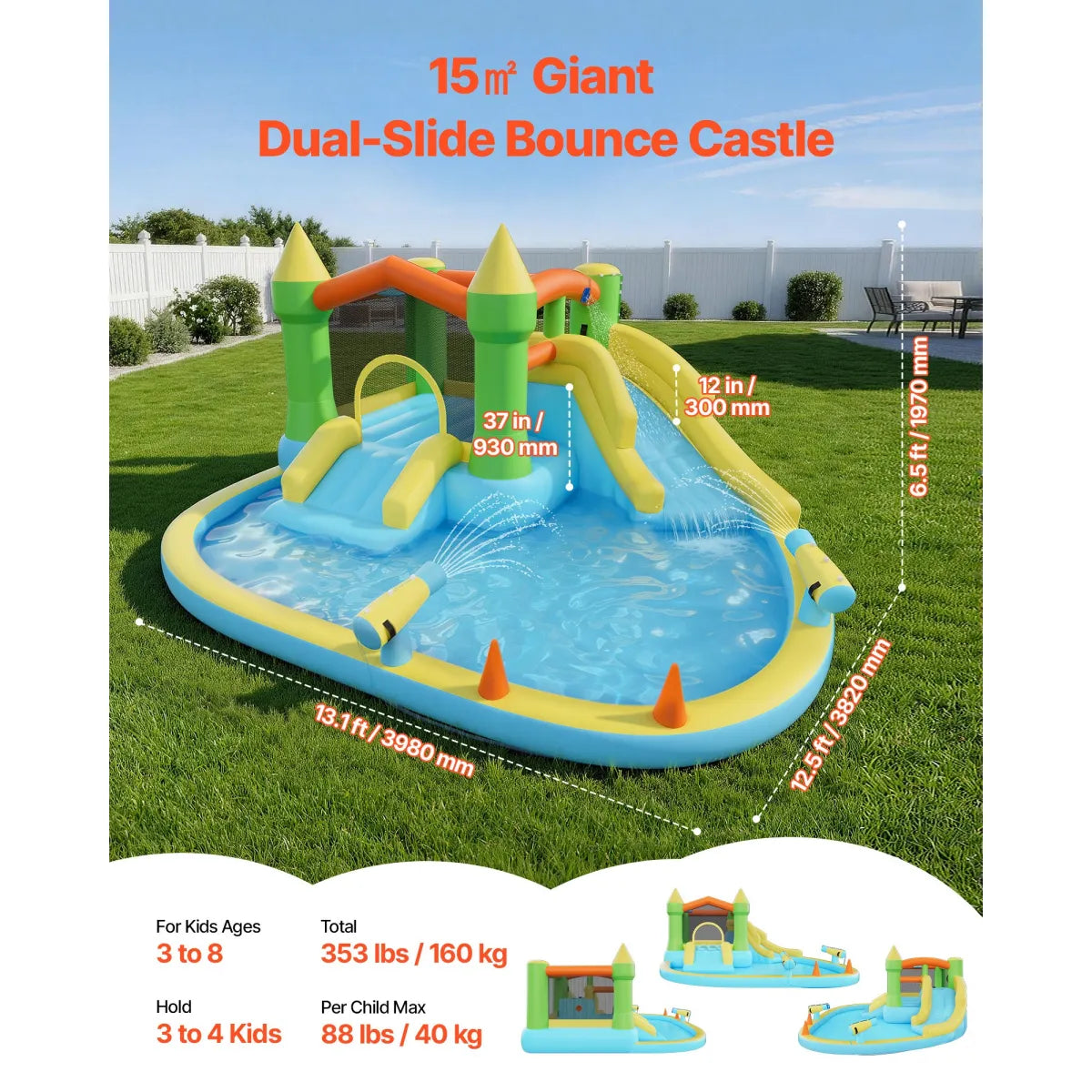 Inflatable Bounce House – Outdoor Bouncer with Slide for Kids