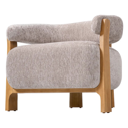 Mid-Century Modern Boucle Accent Chair with Solid Wood Frame