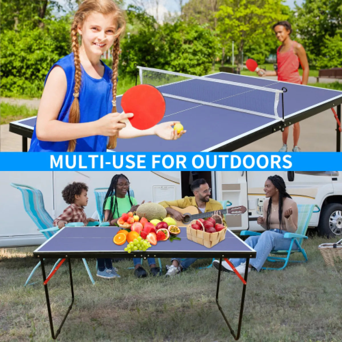 Foldable Table Tennis Table Set – Portable Ping Pong Table with Net and Paddles
