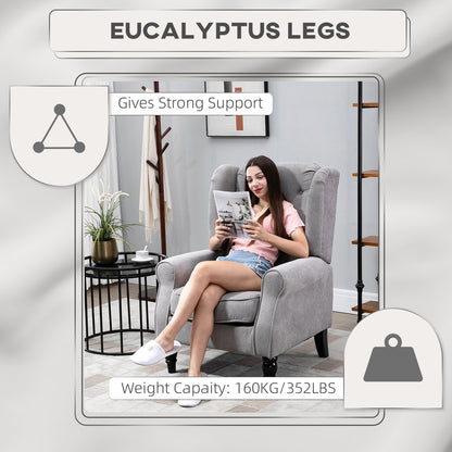 Tufted Club-Style Accent Chair – Gray Fabric with Wooden Legs, Living Room Seating – view 4