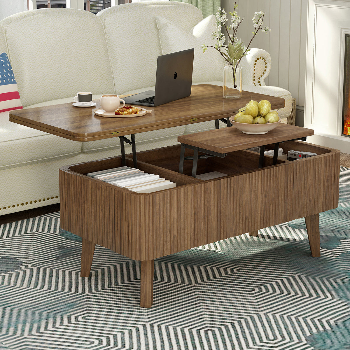 3-in-1 lift top coffee table, walnut